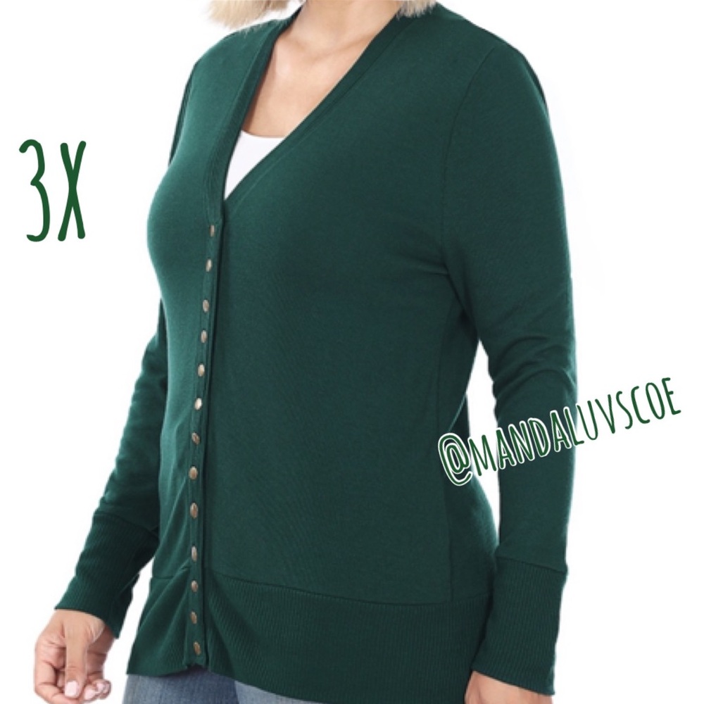 ⭐️Plus Size Snap Front Cardigan Forest Green